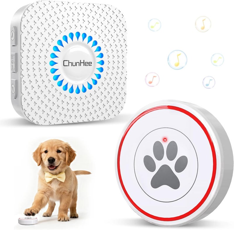ChunHee Dog Door Bell for Potty Training – Wireless Doggie Doorbell to Go Outside, 1.6in Touch Surface, Easy for Puppy & Adult Dogs, IP55 Waterproof, 500FT Range, 55 Ringtones, Adjustable Volume - Image 1